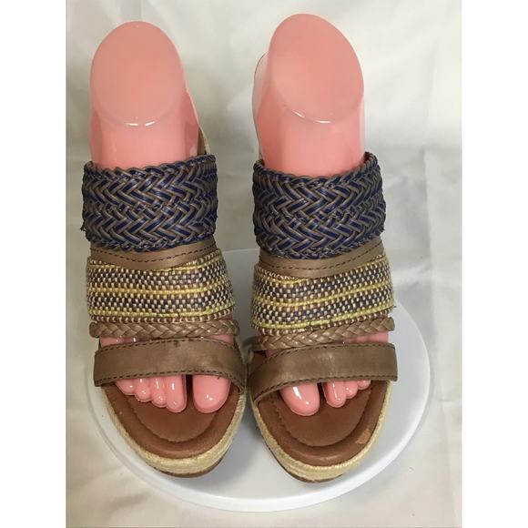 Lucky Brand Open Toe Platform Mules Sz. 7.5 EUC Mika Faux Wood Block Heels 4in - Picture 4 of 10